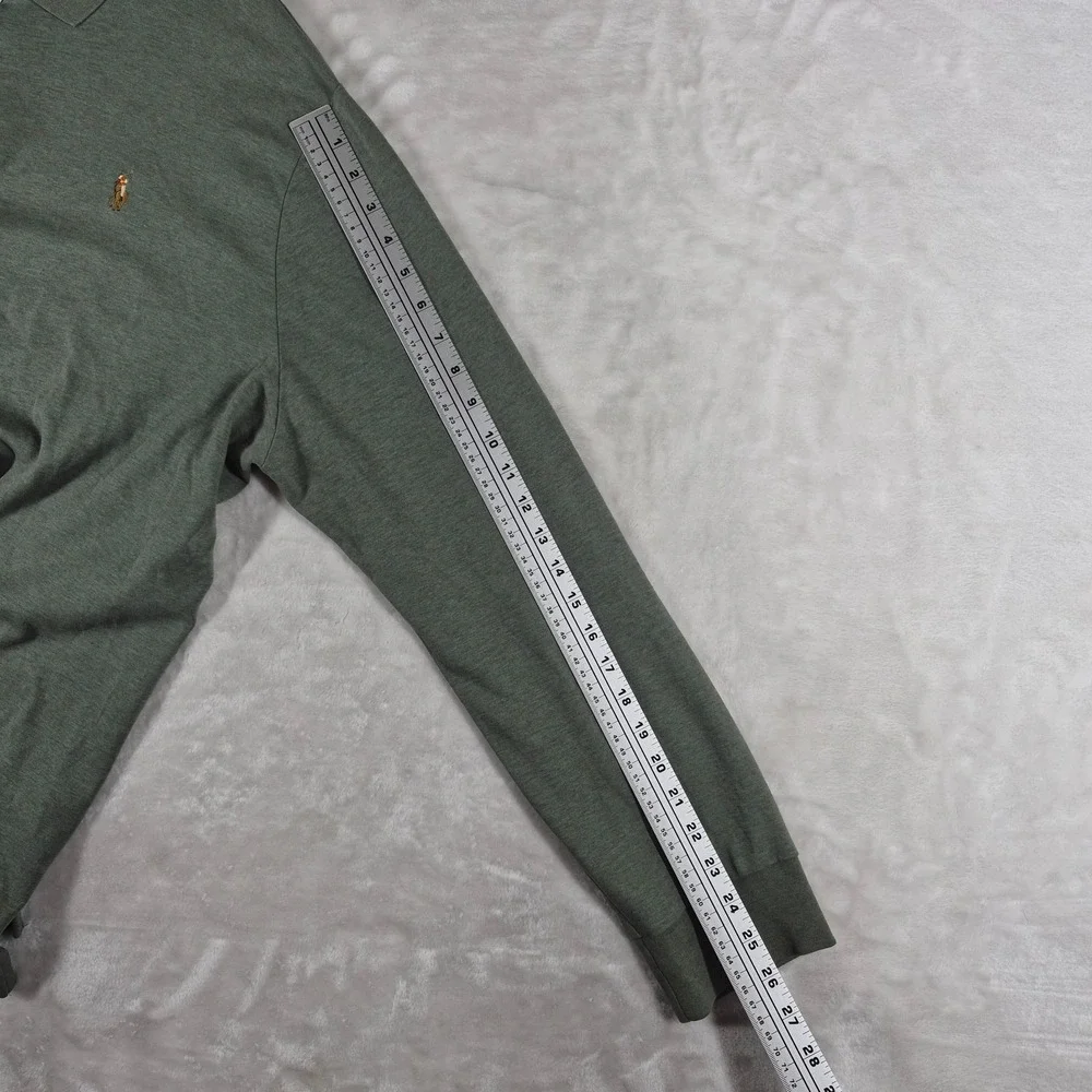Polo Ralph Lauren Polo Shirt Men's XXL Green Classic Fit Long Sleeve Flesh Pony
